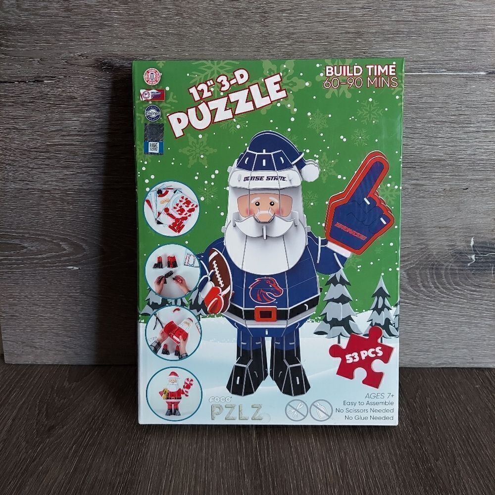 NFL Foco PZLZ 12" Santa 3D Puzzle Christmas Boise State Broncos 53pcs Ages 7+
